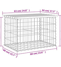 Gartenbank aus Gabionen 63x44x42 cm Massivholz Kiefer