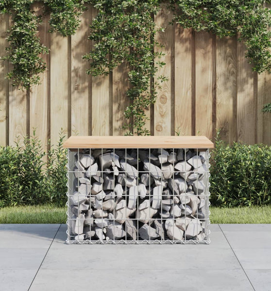 Gartenbank aus Gabionen 63x44x42 cm Massivholz Kiefer