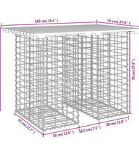 Gartenbank aus Gabionen 100x70x72 cm Massivholz Kiefer