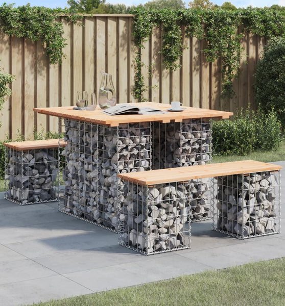 Gartenbank aus Gabionen 100x102x72 cm Massivholz Kiefer