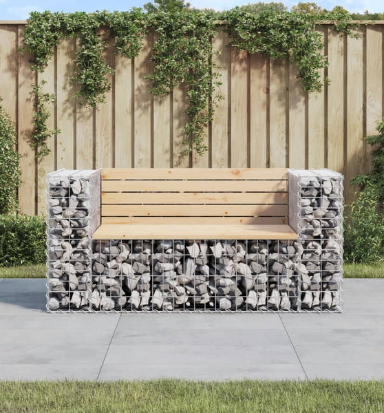 Gartenbank aus Gabionen 143x71x65,5 cm Massivholz Kiefer