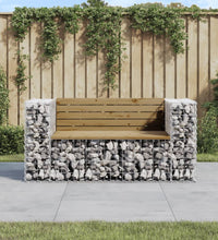 Gartenbank aus Gabionen 143x71x65,5 cm Kiefernholz Imprägniert