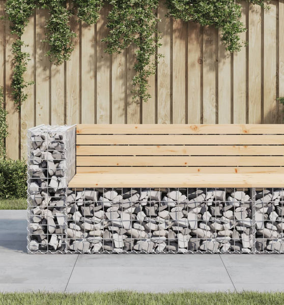 Gartenbank aus Gabionen 122x71x65,5 cm Massivholz Kiefer