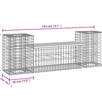 Gartenbank aus Gabionen 183x41x60,5 cm Massivholz Kiefer