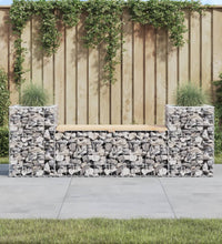 Gartenbank aus Gabionen 183x41x60,5 cm Massivholz Kiefer