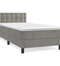 Boxspringbett mit Matratze Hellgrau 80x200 cm Samt