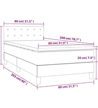 Boxspringbett mit Matratze Hellgrau 80x200 cm Samt