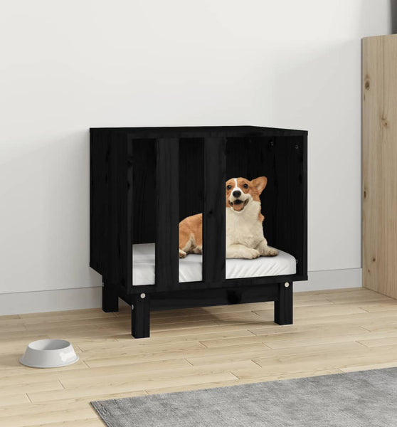 Hundehütte Schwarz 50x40x52 cm Massivholz Kiefer