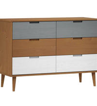 Schubladenschrank MOLDE Braun 113x40x80 cm Massivholz Kiefer