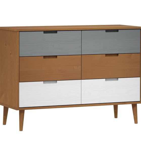 Schubladenschrank MOLDE Braun 113x40x80 cm Massivholz Kiefer