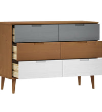 Schubladenschrank MOLDE Braun 113x40x80 cm Massivholz Kiefer