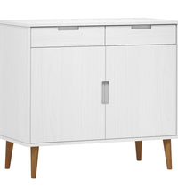 Sideboard MOLDE Weiß 90x40x80 cm Massivholz Kiefer