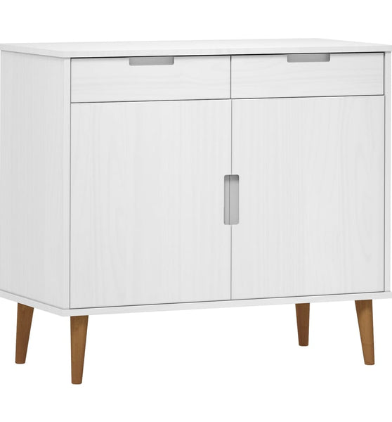 Sideboard MOLDE Weiß 90x40x80 cm Massivholz Kiefer