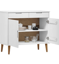 Sideboard MOLDE Weiß 90x40x80 cm Massivholz Kiefer