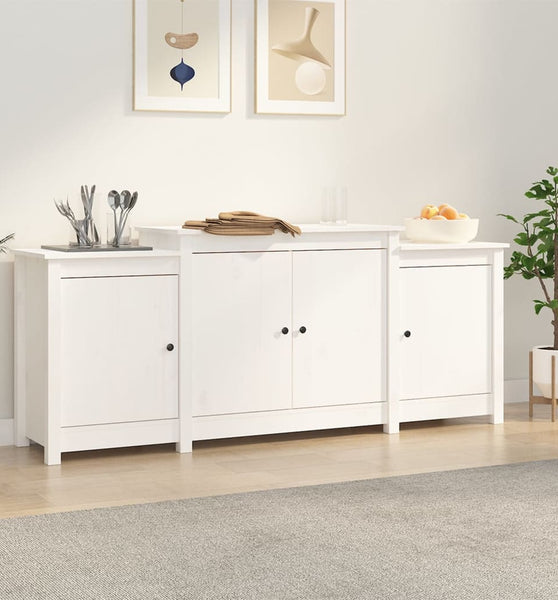 Sideboard Weiß 164x37x68 cm Massivholz Kiefer