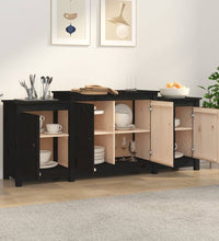 Sideboard Schwarz 164x37x68 cm Massivholz Kiefer