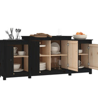 Sideboard Schwarz 164x37x68 cm Massivholz Kiefer