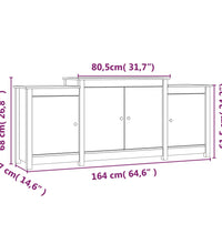 Sideboard Schwarz 164x37x68 cm Massivholz Kiefer