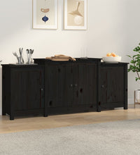 Sideboard Schwarz 164x37x68 cm Massivholz Kiefer