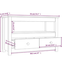 TV-Schrank Weiß 79x35x52 cm Massivholz Kiefer