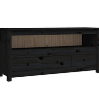 TV-Schrank Schwarz 114x35x52 cm Massivholz Kiefer