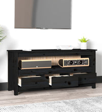 TV-Schrank Schwarz 114x35x52 cm Massivholz Kiefer