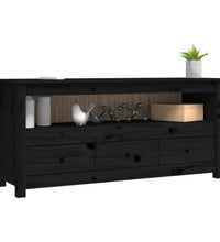 TV-Schrank Schwarz 114x35x52 cm Massivholz Kiefer