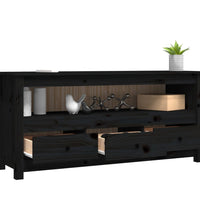 TV-Schrank Schwarz 114x35x52 cm Massivholz Kiefer