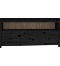 TV-Schrank Schwarz 114x35x52 cm Massivholz Kiefer