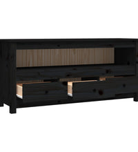 TV-Schrank Schwarz 114x35x52 cm Massivholz Kiefer