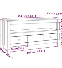 TV-Schrank Schwarz 114x35x52 cm Massivholz Kiefer