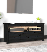 TV-Schrank Schwarz 114x35x52 cm Massivholz Kiefer