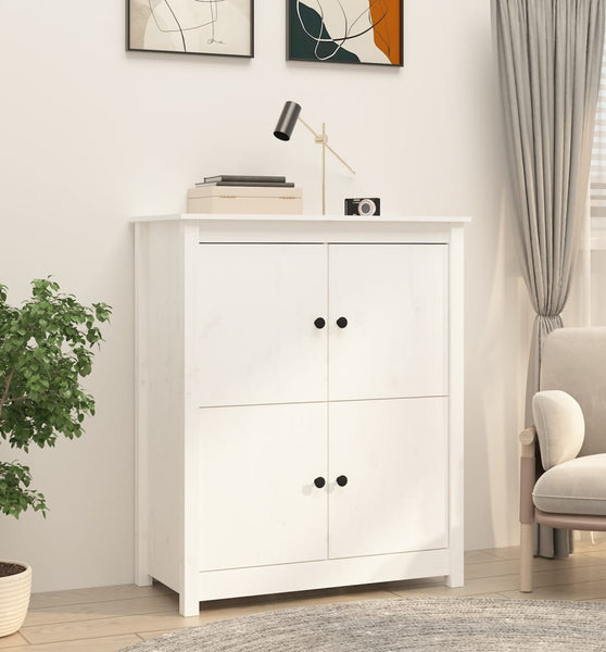 Sideboard Weiß 83x41,5x100 cm Massivholz Kiefer