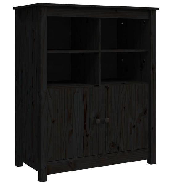 Sideboard Schwarz 83x41,5x100 cm Massivholz Kiefer