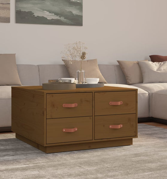 Couchtisch Honigbraun 80x80x45 cm Massivholz Kiefer