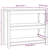 Bücherregal Grau 80x35x68 cm Massivholz Kiefer