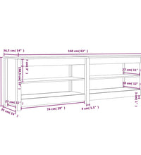 Schuhbank 160x36,5x50 cm Massivholz Kiefer