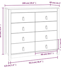 Beistellschrank Grau 100x40x90 cm Massivholz Kiefer