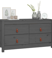 Beistellschrank Grau 100x40x54 cm Massivholz Kiefer