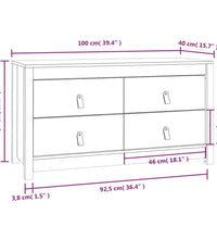 Beistellschrank Honigbraun 100x40x54 cm Massivholz Kiefer