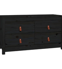 Beistellschrank Schwarz 100x40x54 cm Massivholz Kiefer