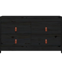 Beistellschrank Schwarz 100x40x54 cm Massivholz Kiefer