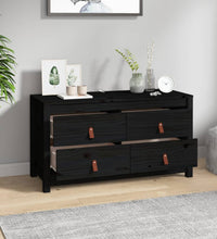 Beistellschrank Schwarz 100x40x54 cm Massivholz Kiefer