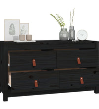 Beistellschrank Schwarz 100x40x54 cm Massivholz Kiefer