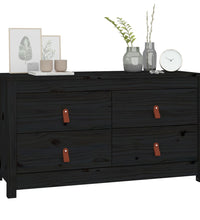 Beistellschrank Schwarz 100x40x54 cm Massivholz Kiefer