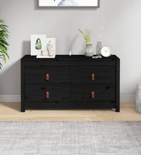 Beistellschrank Schwarz 100x40x54 cm Massivholz Kiefer