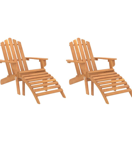 Adirondack-Gartenstühle mit Fußteilen 2 Stk. Massivholz Akazie