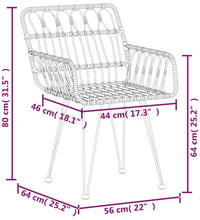 Gartenstühle 2 Stk. mit Armlehnen Schwarz 56x64x80 cm PE-Rattan