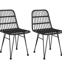 Gartenstühle 2 Stk. Schwarz 48x62x84 cm PE-Rattan