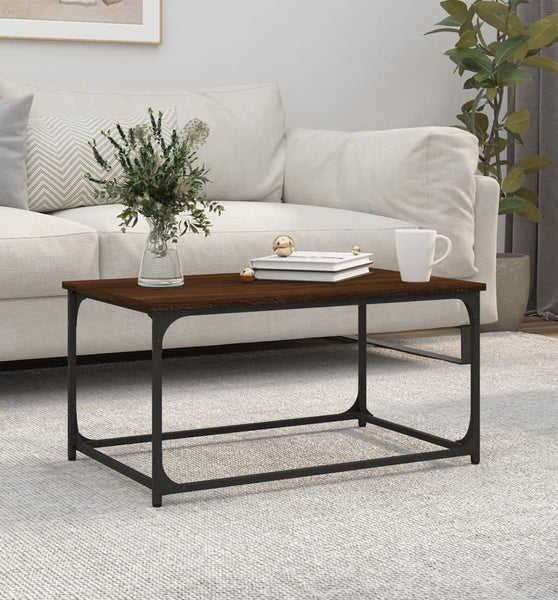 Couchtisch Braun Eichen-Optik 80x50x40 cm Holzwerkstoff Eisen